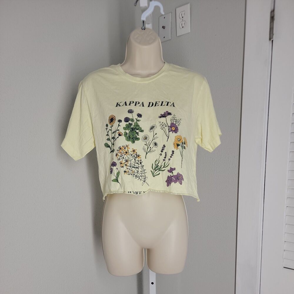 Alternative Crop Top Short Sleeve T-Shirt ~ Sz S ~ Yellow ~ ''Kappa Delta''